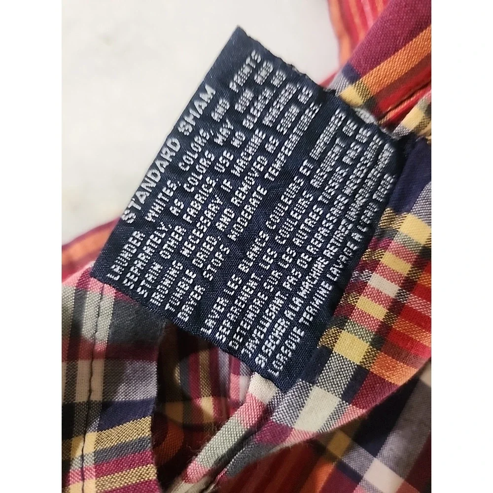VTG 2/Ralph Lauren Kennebunkport Madras Tartan Plaid Standard Shams Red Navy VGC